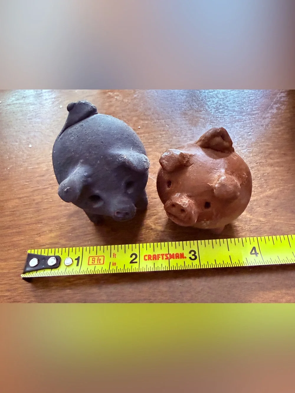 Vintage Chilean Chanchitos 3 Legged Lucky Pigs Clay Figurines by- Set of 2